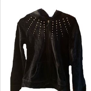 New rhinestone velvet hoodie coat hooded jacket sweater with hood and crystals